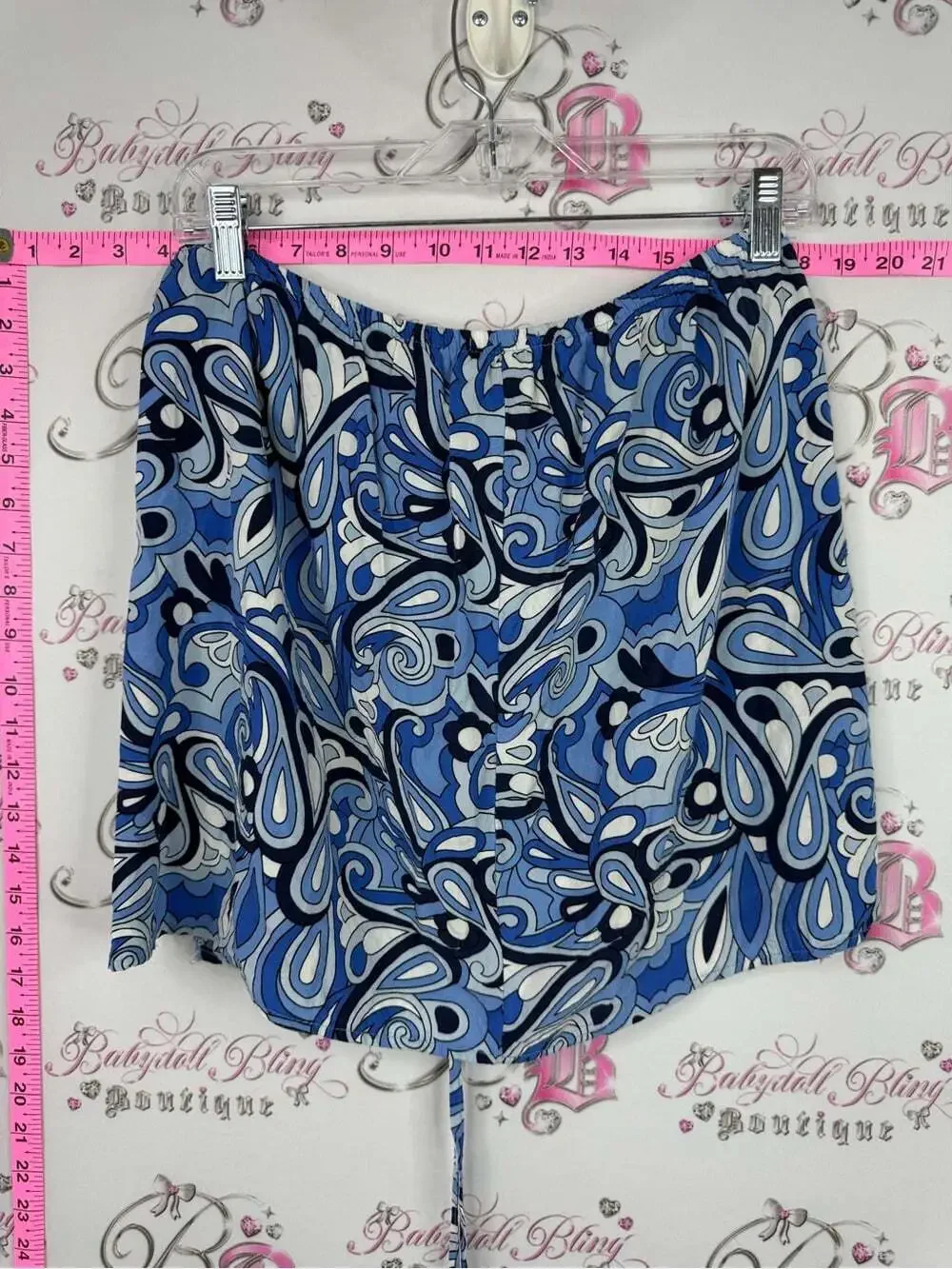 Streetwear Society mini skirt floral Blue Swirl Mini Skirt with Tie Front